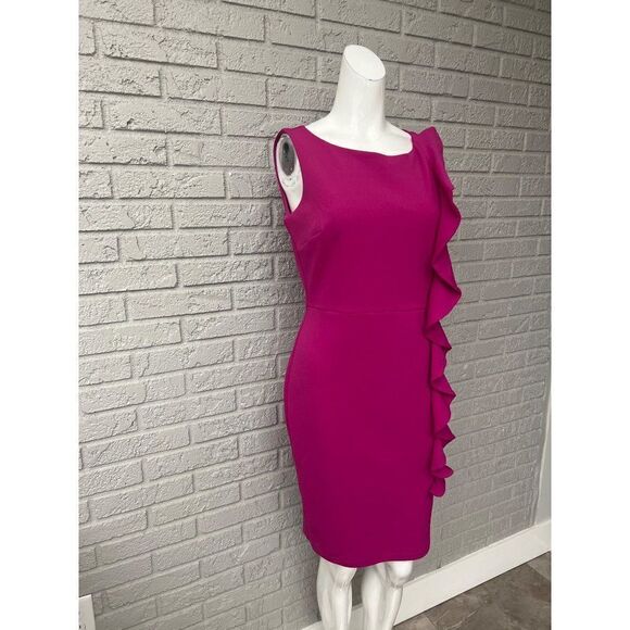 Enfocus Studio Pink Side Ruffle Dress Size 6 - Picture 4 of 7